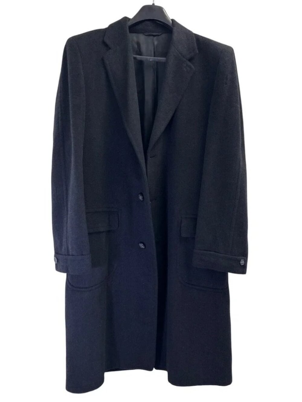 Hampshire Clothes Mens‎ Black 100% Cashmere Overcoat Long Trench Coat Vandevers